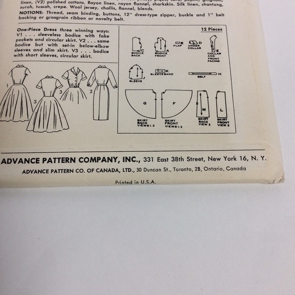 Advance VTG Sewing Pattern #9050 Juniors Dress - Picture 5 of 8